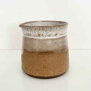 Hand Thrown Studio Pottery Milk Pitcher Stoneware Rustic Natural Glazed 16oz
